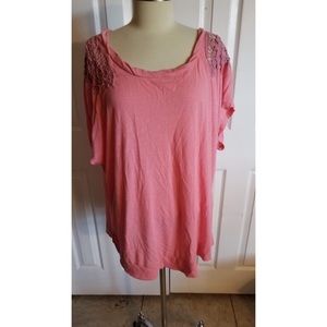 Torrid Pink shirt with lace shoulders